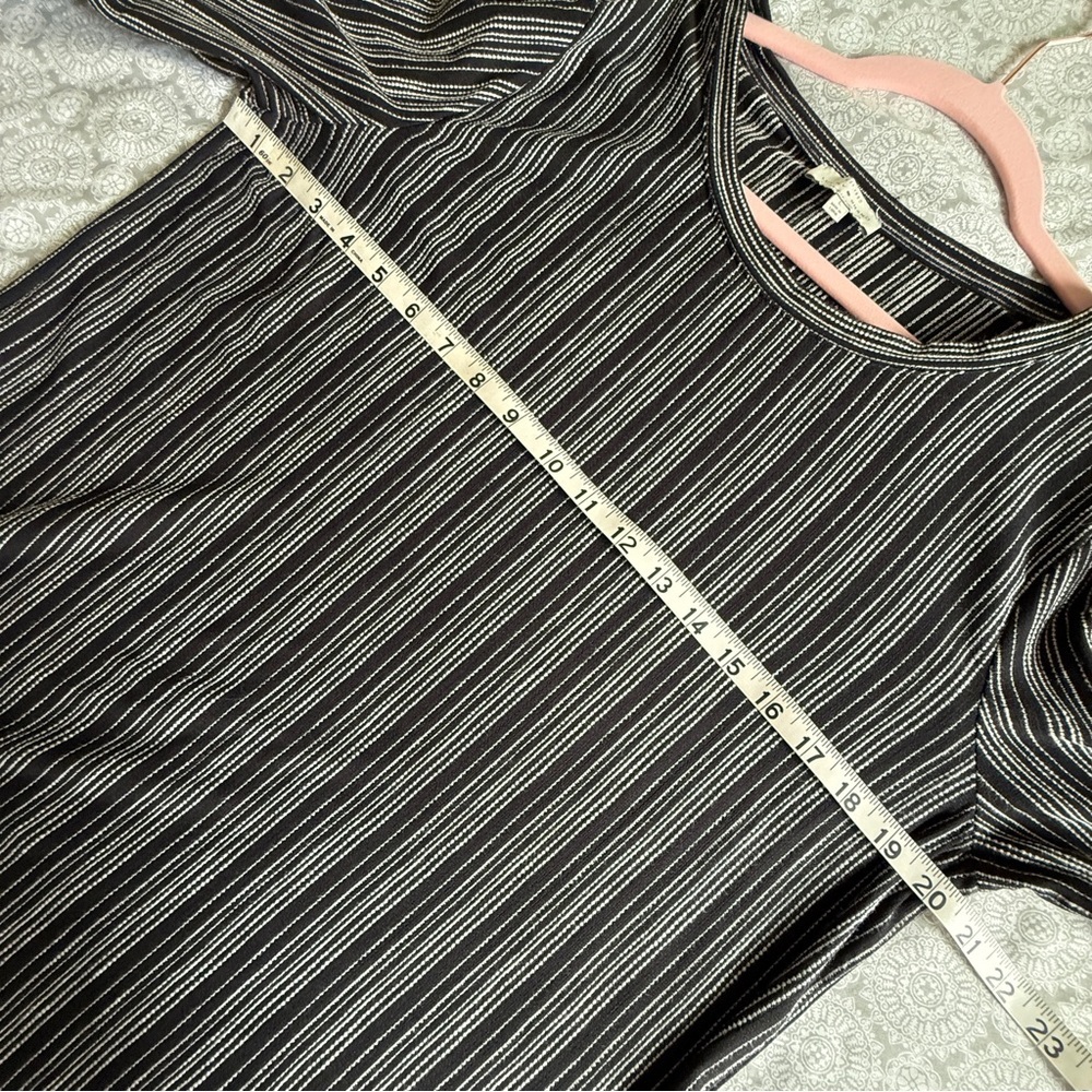 Lucky Brand Black & White Striped Bell Sleeve Lace-upTop Size L - Picture 6 of 7